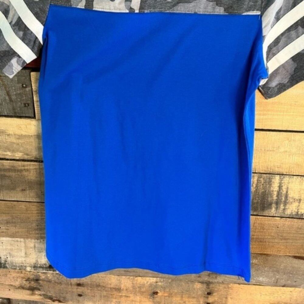 Sunshine‎ & Rodeos Blue Camo Top Size Small - Picture 10 of 13